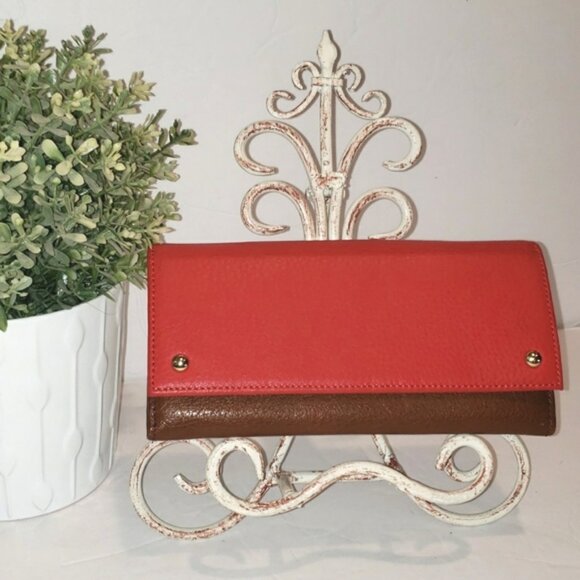 BANANA REPUBLIC Leather Red & Brown Wallet - Picture 6 of 14